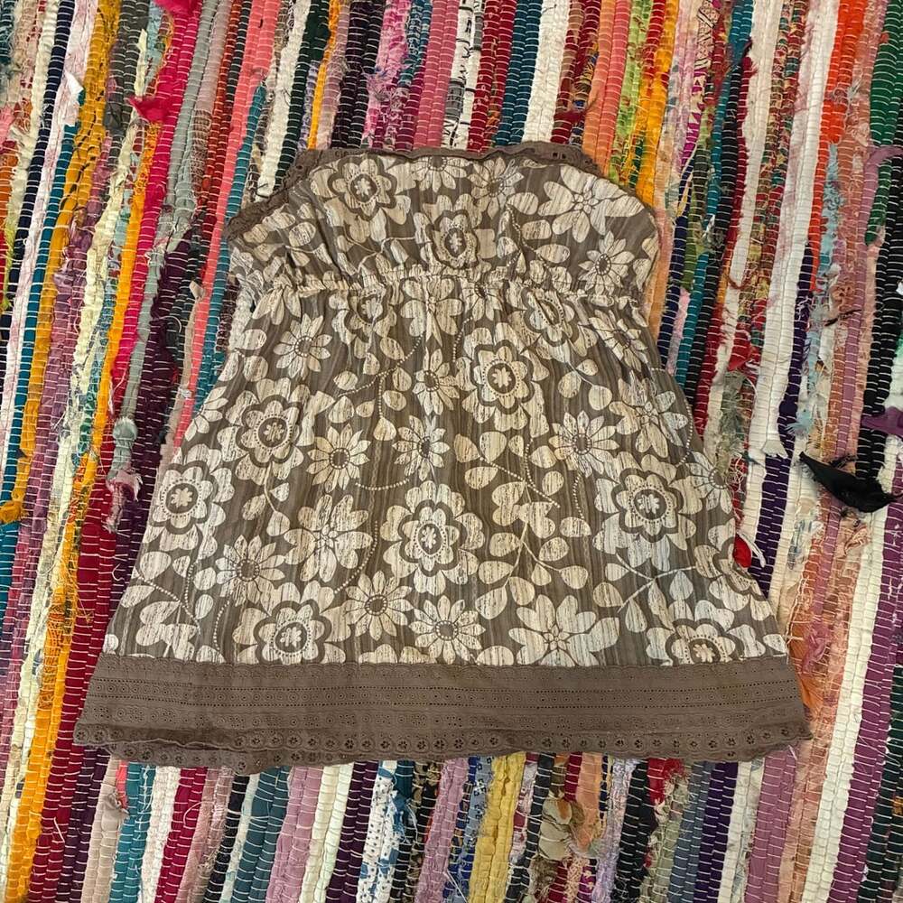 Aeropostale Brown and Cream Floral Print Tube Top Size Small